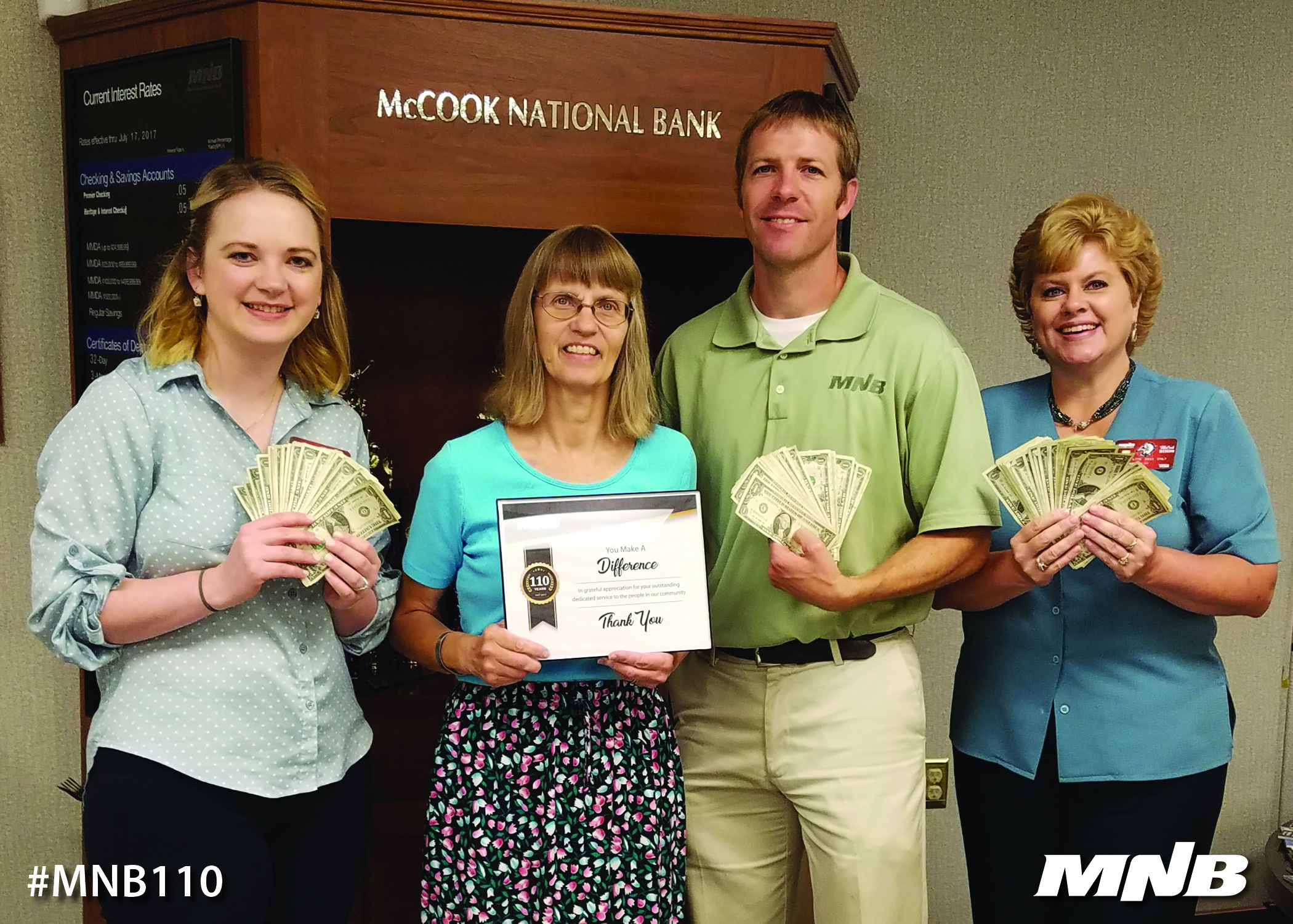 MNB presents $110 donation to Southwest Nebraska Family Resource Center